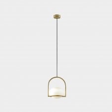 COCO Single Ceiling Pendant in Polished Gold with Opal Globe