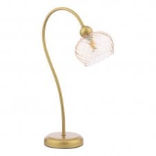 gold table lamp with champagne glass shade