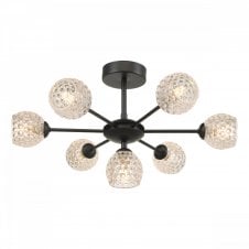 COHEN 7 Light Semi-Flush Ceiling Light with Dimpled Glass Globe Shades
