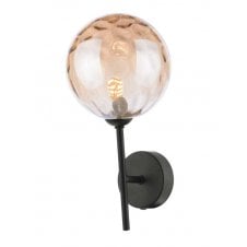 Black Wall Light With GL11 Champagne Dimpled Glass Shade