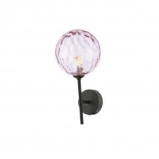 COHEN Black Wall Light with GL13 Pink Dimpled Glass Shade