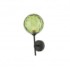 COHEN Black Wall Light with GL14 Green Dimpled Glass Shade