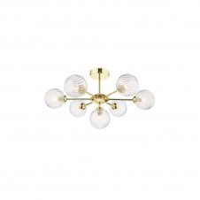 COHEN Polished Gold Semi Flush Ceiling Light with GL3 Twisted Glass Globe Shade