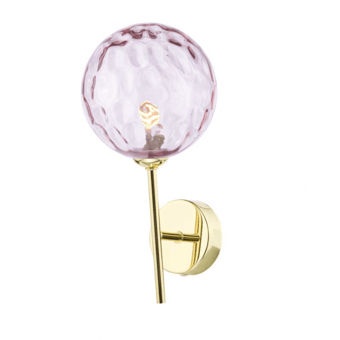 COHEN Wall Light | Polished Gold With Pink Dimpled Glass