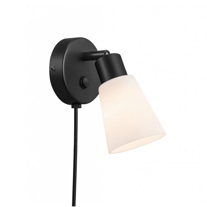 COLE Black/Opal Plug in Wall Light