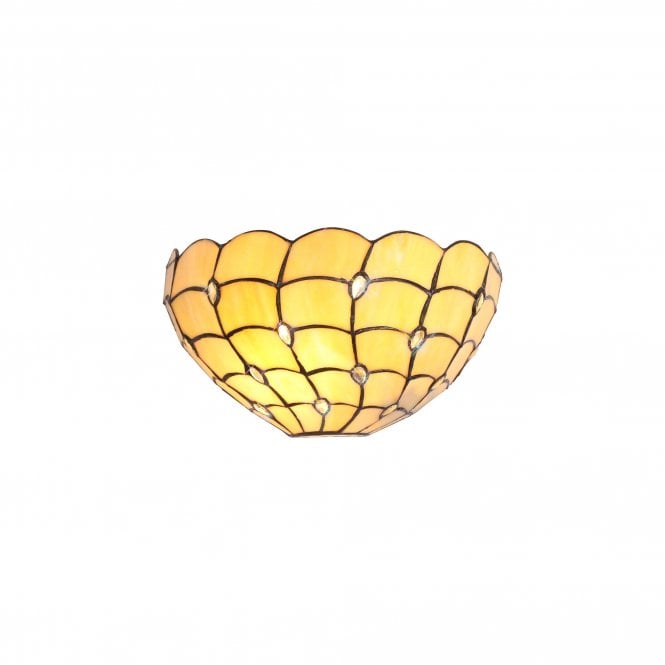 COLLETTE 2 light beige Tiffany glass wall washer light with crystal detail
