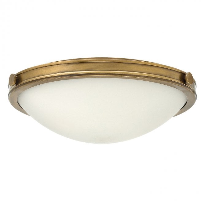 COLLIER flush fit brass ceiling light with opal glass (medium)