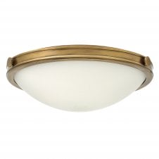 COLLIER flush fit brass ceiling light with opal glass (medium)