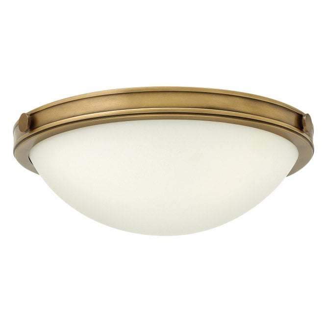COLLIER flush fit brass ceiling light with opal glass (small)