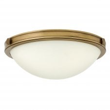 COLLIER flush fit brass ceiling light with opal glass (small)