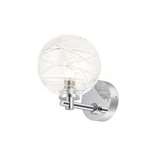 short arm wall light in chrome with dune effect glass shades