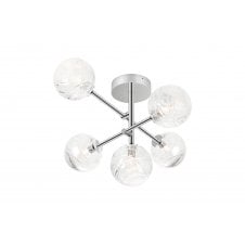 5 light semi-flush ceiling light in chrome with dune effect shades