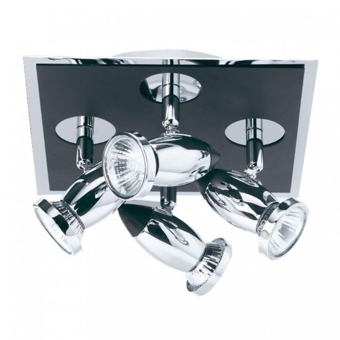COMET black & chrome 4 light ceiling spotlight cluster