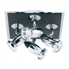 COMET black & chrome 4 light ceiling spotlight cluster