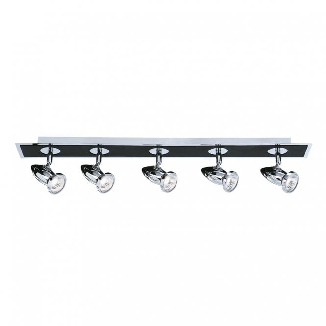 COMET black & chrome 5 light ceiling spotlight bar