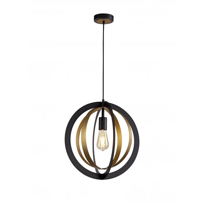 COMPASS Gyroscope Style Ceiling Pendant Black/Satin Gold