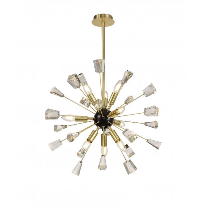 CONEZOID 9 Light Ceiling Pendant Sputnik Style, Brushed Gold and Black with Crystal