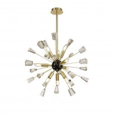 CONEZOID 9 Light Ceiling Pendant Sputnik Style, Brushed Gold and Black with Crystal