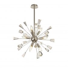 CONEZOID 9 Light Ceiling Pendant Sputnik Style, Polished Nickel/Crystal