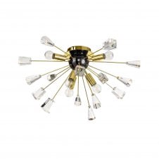 CONEZOID Semi-Flush 6 Light Ceiling Light Sputnik Style, Brushed Gold, Black and Crystal
