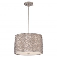 silver confetti ceiling pendant light with fabric inner shade