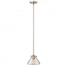 vintage brass ceiling pendant with tapered clear glass shade