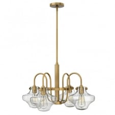 vintage brass chandelier with clear glass shades