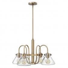 vintage brass chandelier with tapered clear glass shades