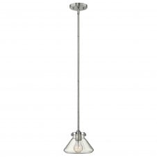 vintage chrome ceiling pendant with tapered clear glass shade