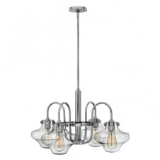 vintage chrome chandelier with clear glass shades