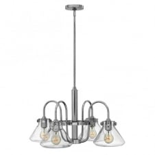 vintage chrome chandelier with tapered clear glass shades