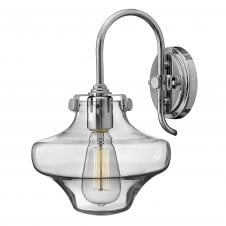 vintage chrome wall light with clear glass 