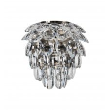 2 Light bathroom wall light in antique brass and crystal