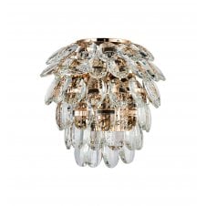 2 Light bathroom wall light in gold and crystal