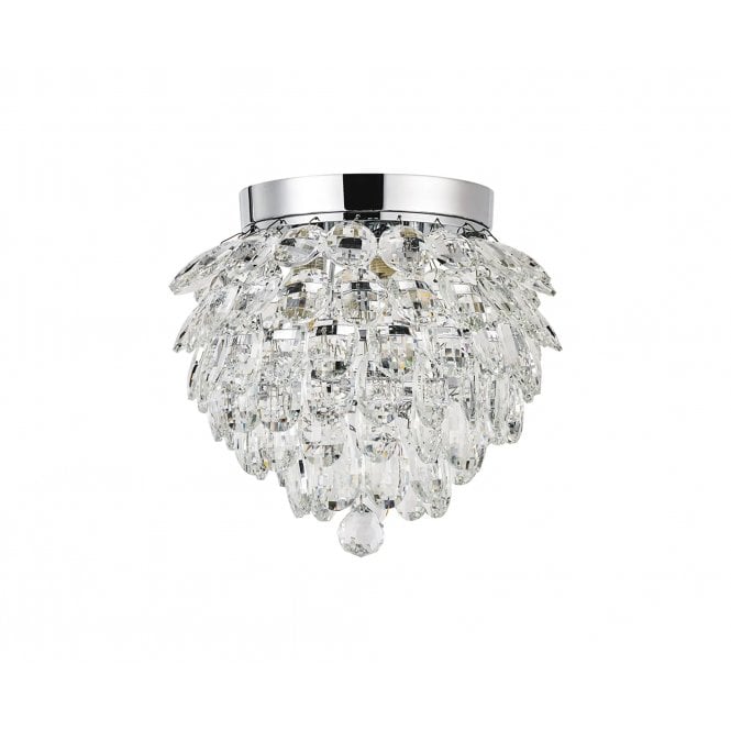 Coniston 3 Light IP44 Bathroom Semi-Flush Polished Chrome & Crystal