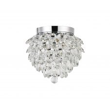 3 Light bathroom semi-flush polished chrome and crystal
