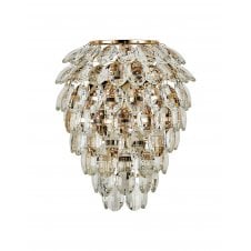 4 Light bathroom wall light in gold and crystal