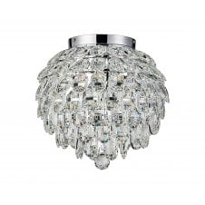 5 Light bathroom semi-flush in polished chrome and crystal