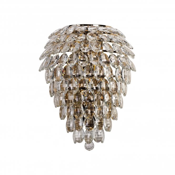 Coniston 6 Light IP44 Bathroom Wall Light in French Gold and Crystal