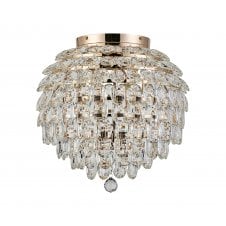 8 Bathroom semi-flush in gold and crystal