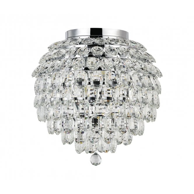 Coniston 8 Light IP44 Bathroom Semi-Flush in Polished Chrome and Crystal