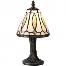 CONNIE small white and grey glass Tiffany table lamp with crystal detail