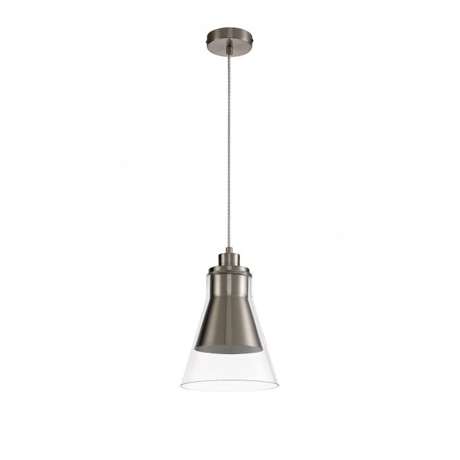 CONOID Ceiling Pendant Satin Nickel Clear Glass