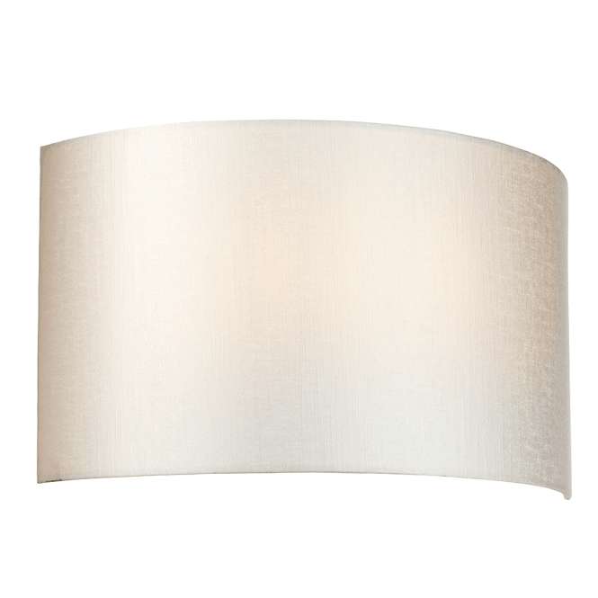 COOPER Large Curved Wall Light with Polished Chrome Back Plate and ivory silk shade