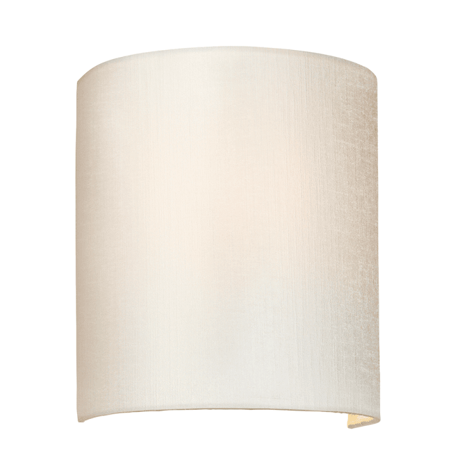 COOPER Small Curved Wall Light with Aged Brass Back Plate and Ivory silk shade