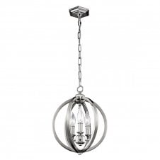 CORINNE 3 light mini polished nickel globe frame ceiling pendant