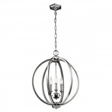 CORINNE 3 light polished nickel globe frame ceiling pendant