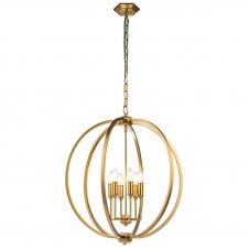 CORINNE 6 Light Orb Globe Ceiling Pendant in Burnished Brass