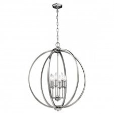CORINNE 6 light polished nickel globe frame ceiling pendant