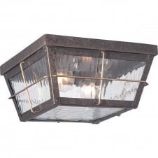 CORTLAND rustic exterior flush porch light in imperial bronze